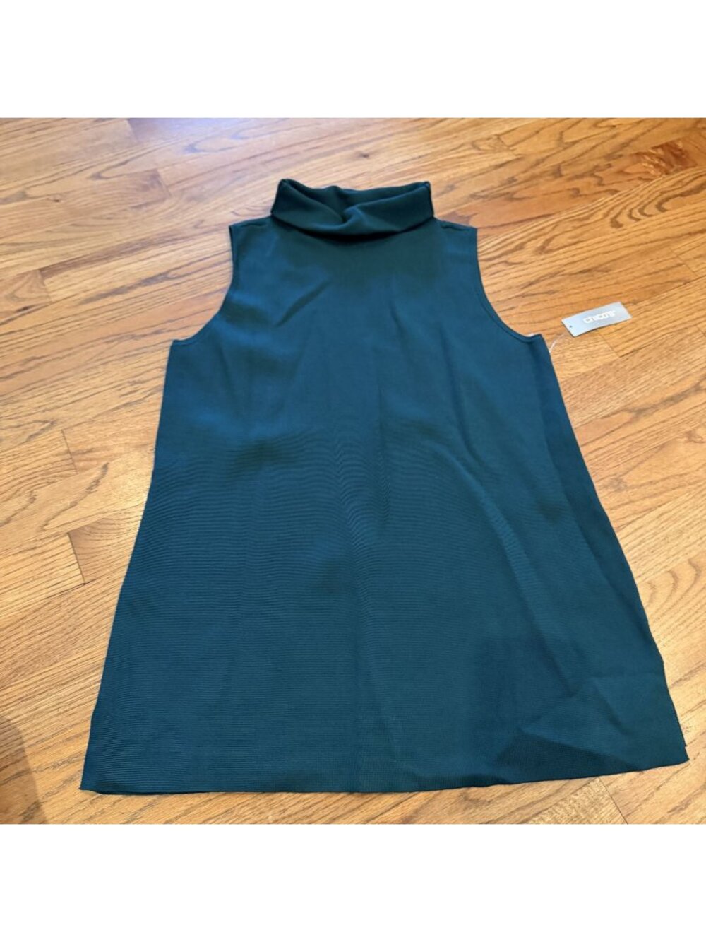 Chicos Womens Teal Mock Neck Easy Chic Blouse Shirt New Sleeveless Size Small 0